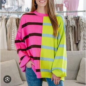 NWT free people uptown stripe pullover sweater sweatshirt oversized top shirt